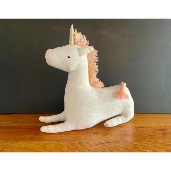 Pillowfort Unicorn Decorative Pillow 12.5” Gold Horn Pastel Nursery Decor - Picture 4 of 4